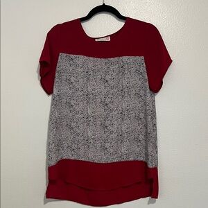 Elegant Red and Gray Women's Blouse
